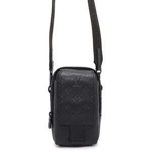 Louis Vuitton Shoulder Bag Monogram Shadow Black Double Phone Clutch Black